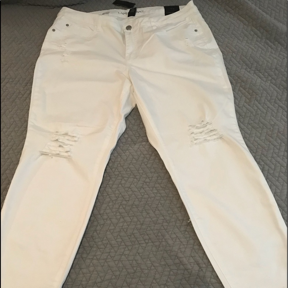 Lane Bryant 18 White Destructed Skinny Jeans